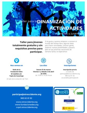 Taller para la dinamización de actividades infantiles y juveniles